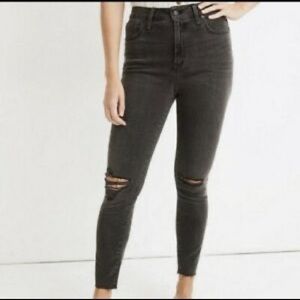 Madewell size 28 denim black ripped high waisted skinny jeans